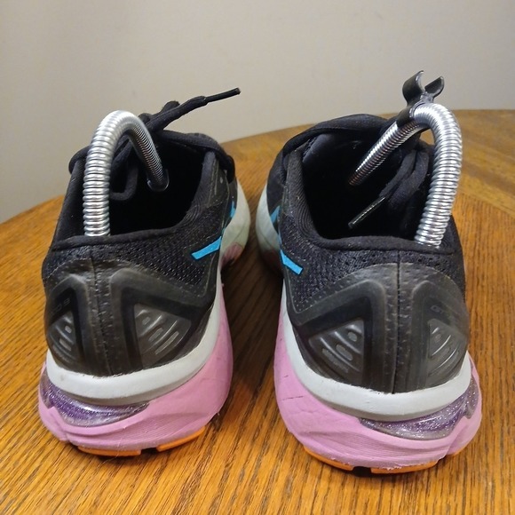 ASICS Gel-Nimbus 22 Womens Running Shoes Size 7.5 Black Blue Pink Orange - Picture 4 of 8